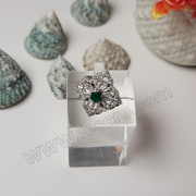One carat Dark Green Zircon Silver Shining ring
