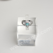 Turquoise color Ring with both sides AD silver color
