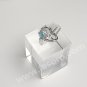 Turquoise color Ring with both sides AD silver color