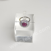 Pink tourmaline stone Ring with round Ad