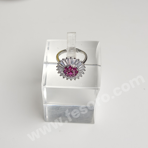 Pink tourmaline stone Ring with round Ad