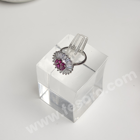 Pink tourmaline stone Ring with round Ad
