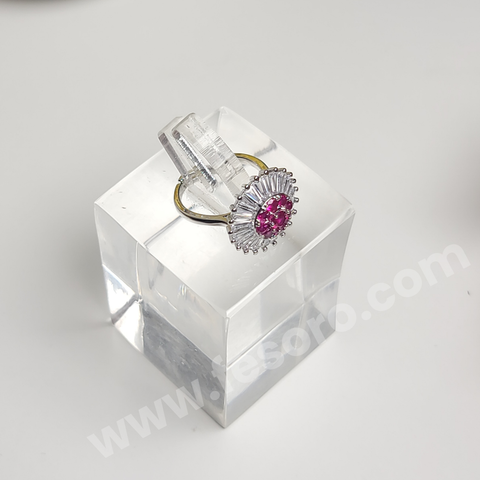 Pink tourmaline stone Ring with round Ad