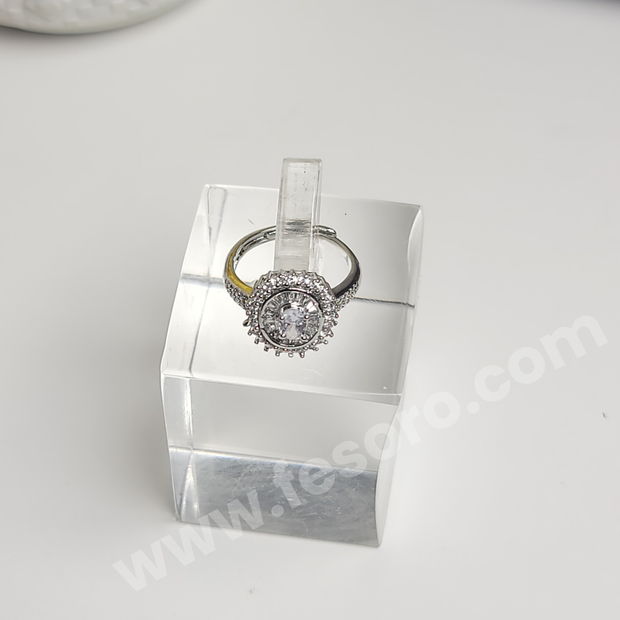 White zircon stone Ring with round AD