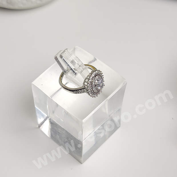 White zircon stone Ring with round AD